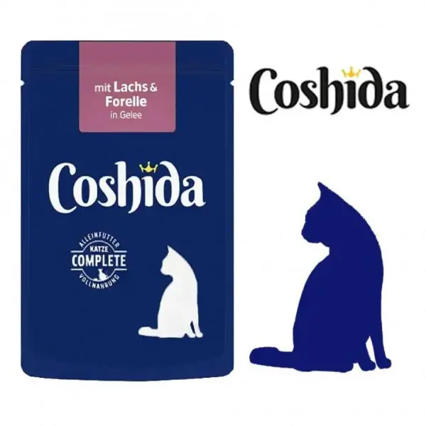 پوچ گربه کوشیدا (COSHIDA) طعم سالمون و قزا آلا در ژله 100 گرم