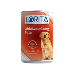 کنسرو سگ پته با طعم مرغ و جگر سفید 400 گرمی Lorita