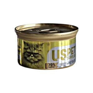 کنسرو نچرال گربه یو اس پت (US PET) طعم گوساله و شترمرغ 85 گرم