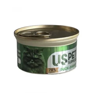 کنسرو نچرال گربه یو اس پت (US PET) طعم اردک و میگو 85 گرم