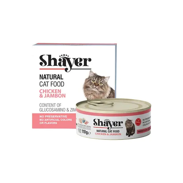 کنسرو گربه شایر (SHAYER) نچرال مرغ و ژامبون 110 گرم