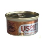 کنسرو نچرال گربه یو اس پت (US PET) طعم مرغ و خرچنگ 85 گرم