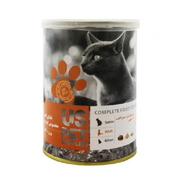 کنسرو گربه بالغ یو اس پت (US PET) طعم مرغ و کدوتنبل و سنبل الطیب 400 گرم