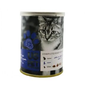 کنسرو گربه بالغ یو اس پت (US PET) طعم گوشت گوساله و مرغ و بوقلمون 430 گرم