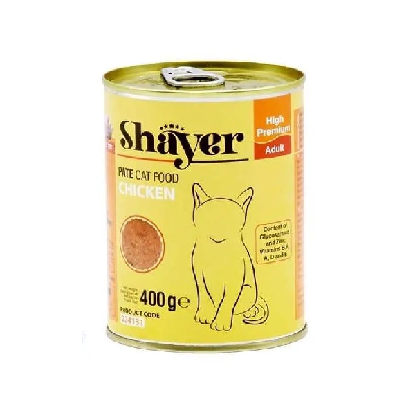 کنسرو پته گربه شایر (SHAYER) طعم مرغ 400 گرم