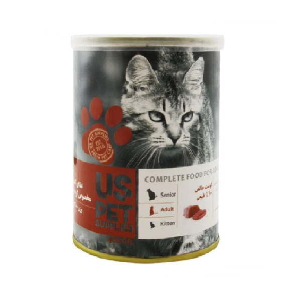 کنسرو گربه بالغ یو اس پت (US PET) طعم گوشت خالص گاو 430 گرم