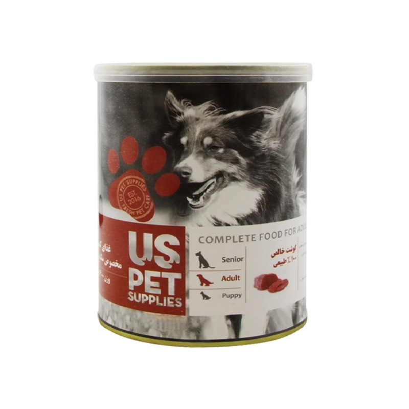 کنسرو سگ بالغ یو اس پت (US PET) پته گوشت خالص گوساله 800 گرم