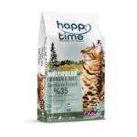 غذا خشک گربه بالغ هپی تایم (HAPPY TIME) مولتی کالر طعم مرغ و برنج