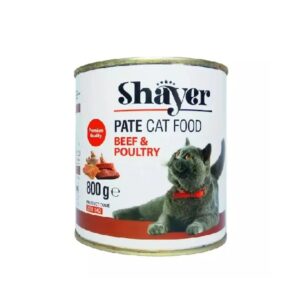 کنسرو گربه شایر (SHAYER) پته بیف و ماکیان 800 گرم