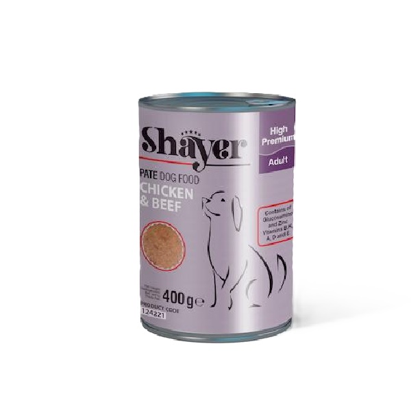 کنسرو سگ شایر (SHAYER) پته مرغ و بیف 400 گرم