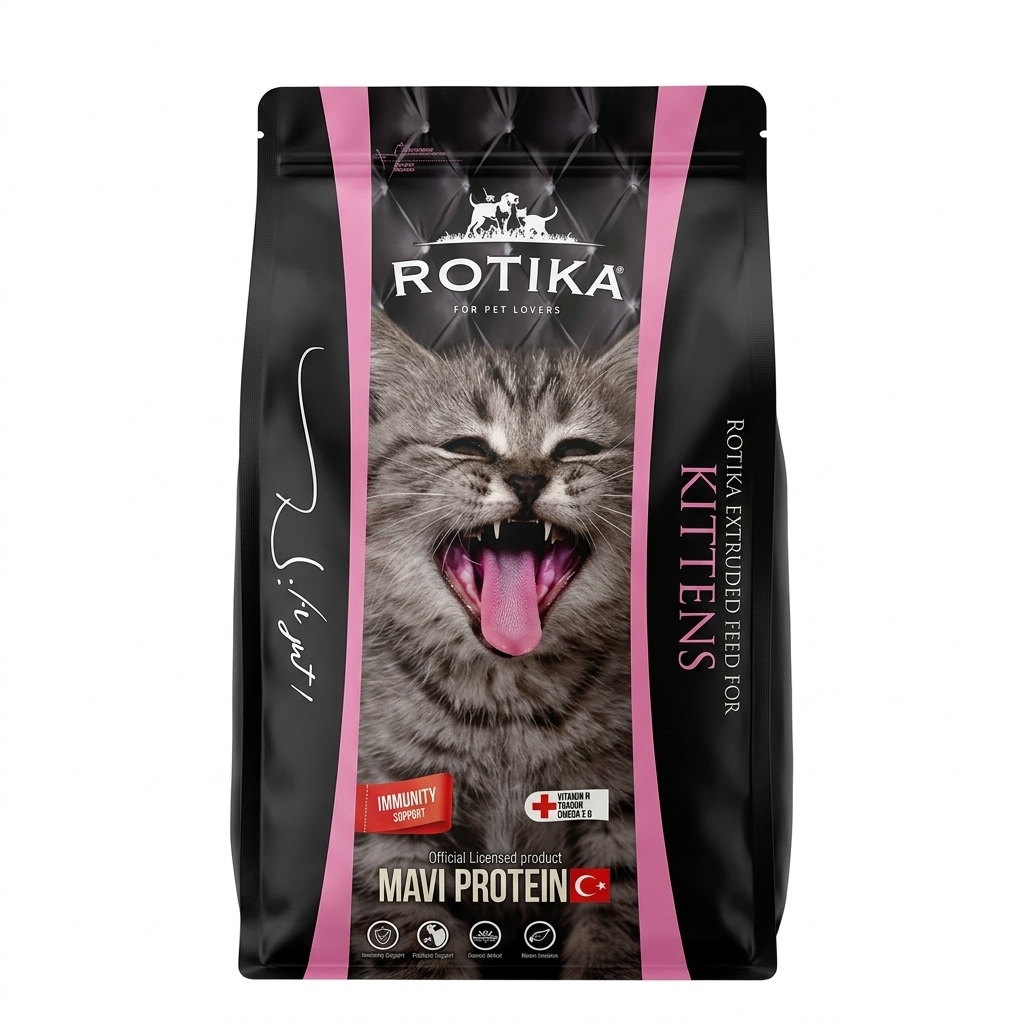 غذا خشک بچه گربه روتیکا (ROTIKA) کیتن طعم مرغ و گوشت و ماهی قزل‌آلا