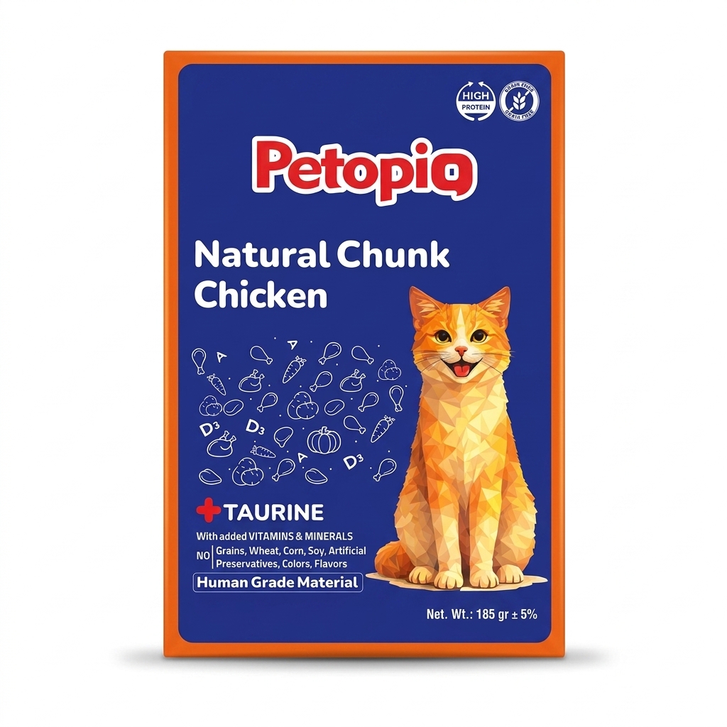 پوچ گربه پتوپیا (PETOPIA) طعم تکه های مرغ 185 گرم