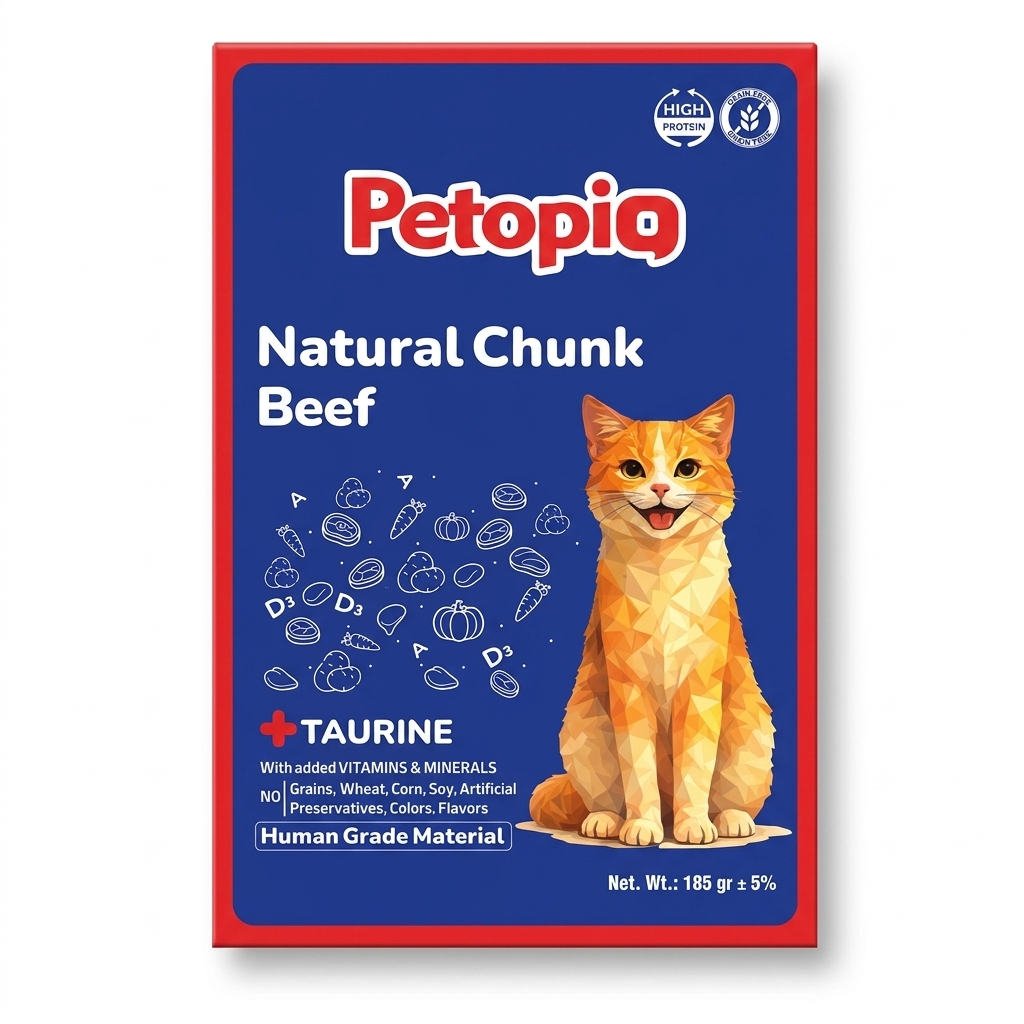 پوچ گربه پتوپیا (PETOPIA) طعم تکه های گوشت گاو 185 گرم