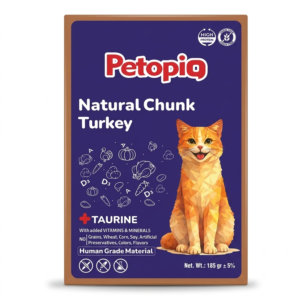 پوچ گربه پتوپیا (PETOPIA) طعم تکه های بوقلمون 185 گرم