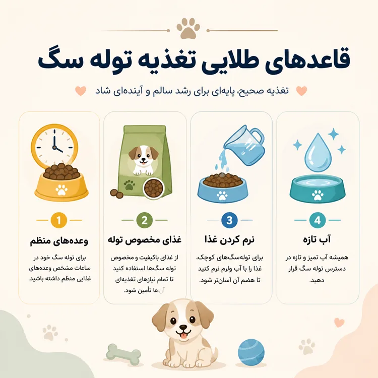 ۴ قانون طلایی تغذیه توله سگ - برسا پت