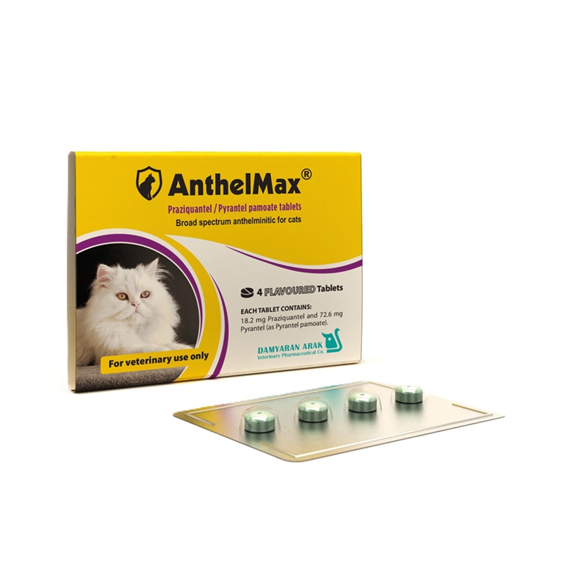قرص ضدانگل دو ترکیبه آنتلمکس (ANTHELMAX) مخصوص گربه بلیستر 4 عددی