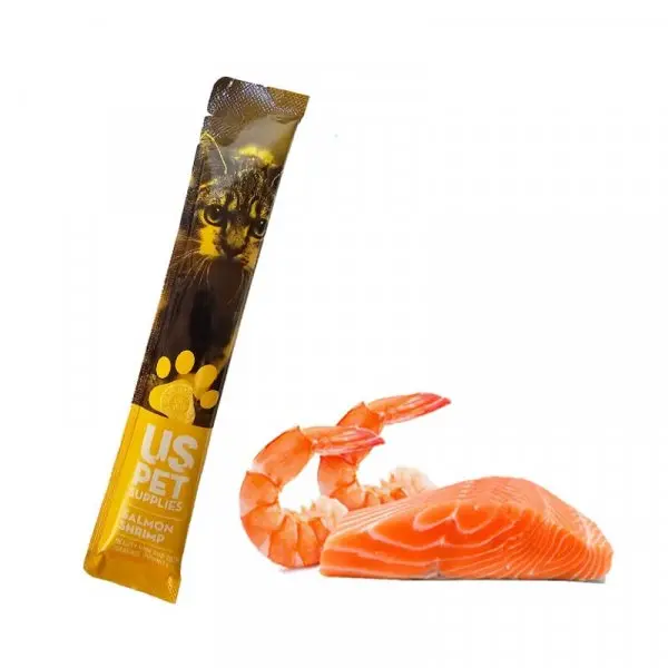 بستنی گربه یو اس پت (US PET) طعم سالمون و میگو 17 گرم