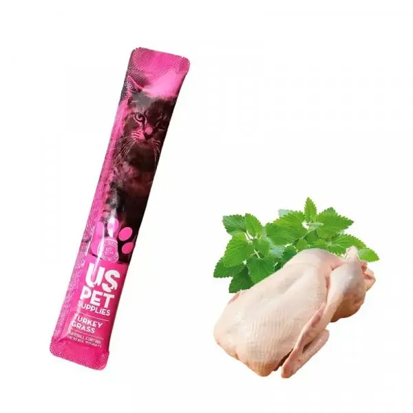 بستنی گربه یو اس پت (US PET) طعم بوقلمون و گرس 17 گرم