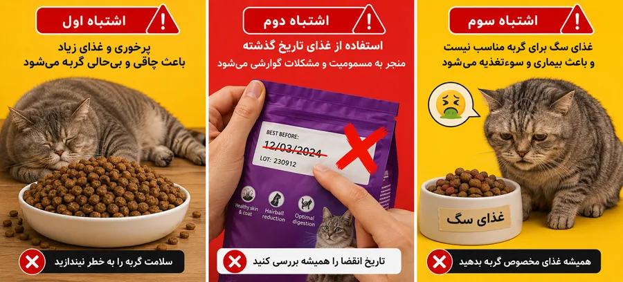 اشتباهات رایج در تغذیه گربه؛ کاسه غذای پر، تاریخ گذشته و غذای نامناسب برای گربه