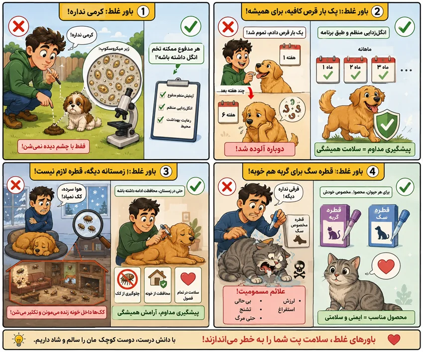 اشتباهات رایج صاحبان پت در تشخیص و درمان انگل سگ و گربه