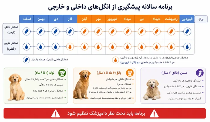 برنامه منظم پیشگیری از انگل سگ و گربه - زمان بندی مصرف قرص و قطره ضد انگل