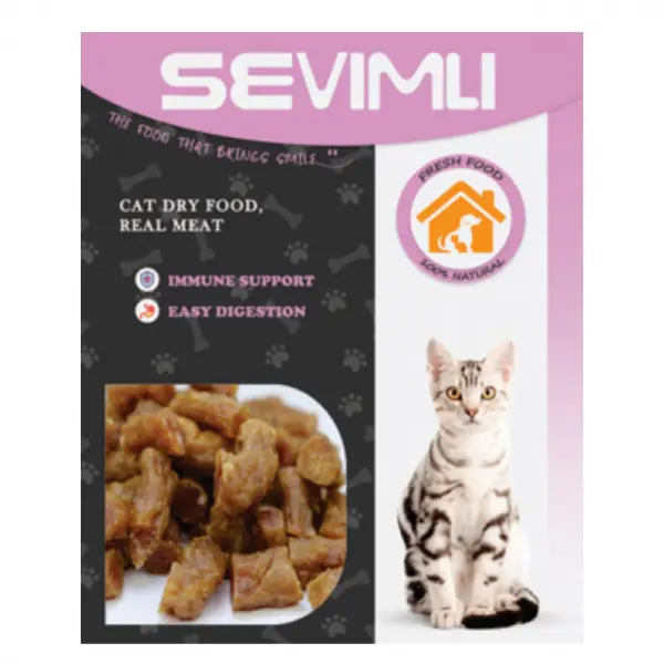 تشويقی طبیعی گربه سويملی (SEVIMLI) نگینی گوشت مرغ 100 گرم