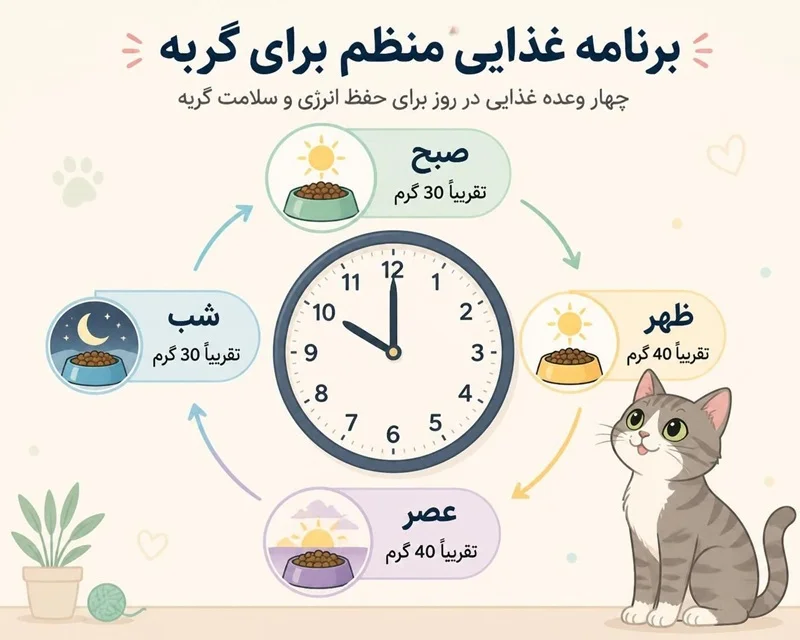 برنامه غذایی منظم برای گربه - وعدههای غذایی