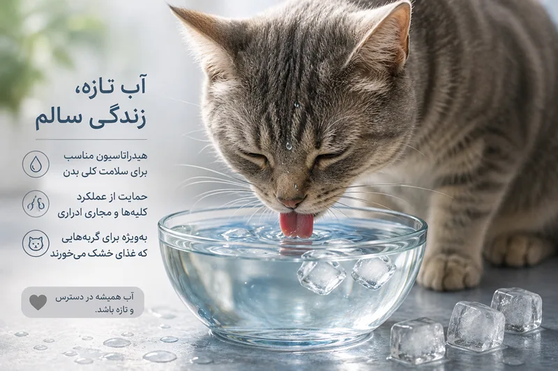کاسه آب تازه برای گربه - اهمیت هیدراتاسیون