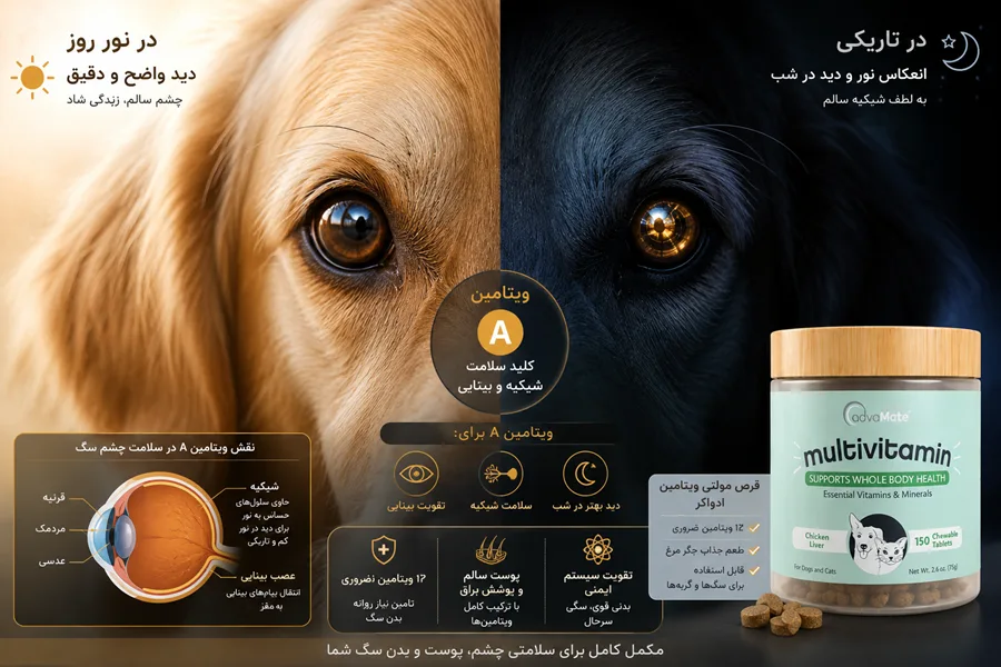 اختلال دید در شب در سگ؛ نشانه کمبود ویتامین A